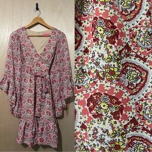 Betsey Johnson Red and Yellow Floral Mini Dress